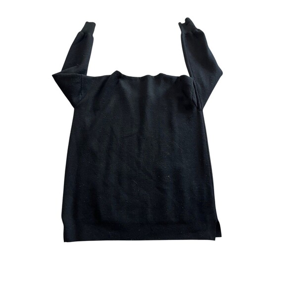 J. Crew Black Merino Wool Pullover Sweater Leather Pockets Women's Size S - Picture 2 of 9